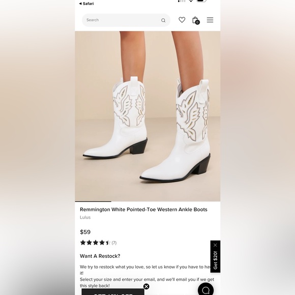 Lulu's White Heeled Boots with Decorative Stitching - Picture 12 of 12